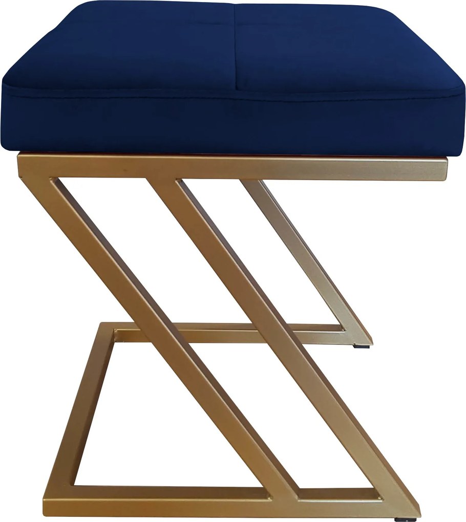 Pufa ZETA tkanina Welur loft ławka podnóżek metal : Kolor Stelaża - Złoty, Kolor tkaniny - VELVET - MG16, Typ tkaniny - Velvet