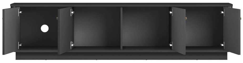 Szafka RTV Vesper 4D 187 cm na cokole - czarny / złote uchwyty