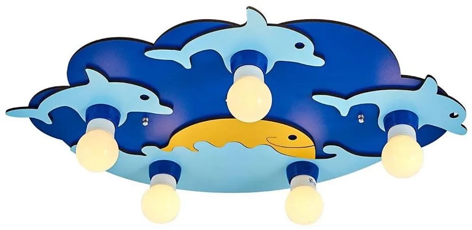 Dziecięca lampa sufitowa LUCCA 5xE27/24W/230V niebieska