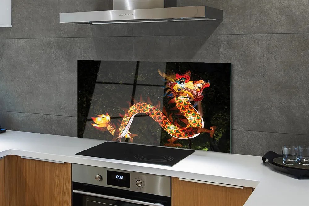 Szklany Panel Świecący Smok Japoński