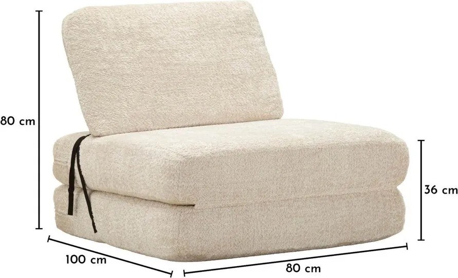 Biały rozkładany fotel z materiału bouclé Faster – Mauro Ferretti