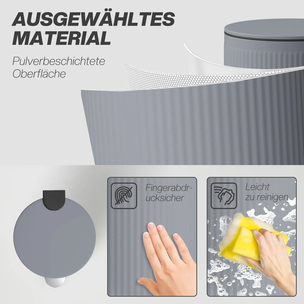 HOMCOM Kosz na śmieci 30 l z pedałem i miękką pokrywą, wkład metalowy, czarny, 36 x 30 x 60,5 cm