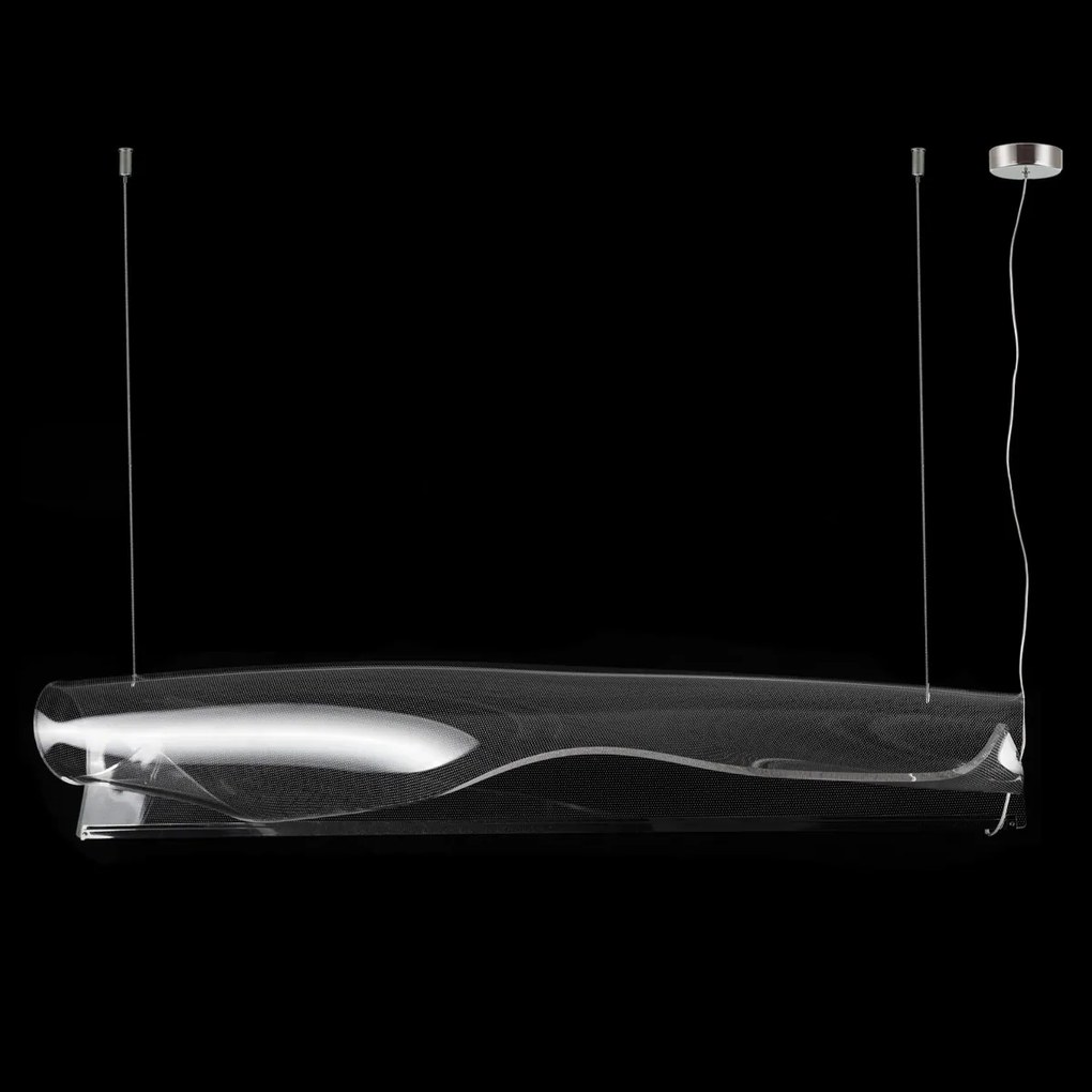 Szeroka lampa z transparentnym kloszem Cortina No.3 138 cm chrom