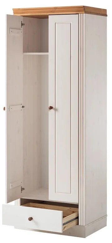 Biała szafa z litego drewna sosnowego 65x180 cm Anita – Støraa