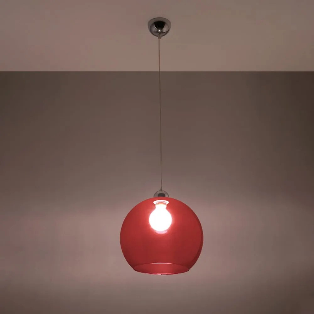 Czerwona lampa wisząca ze szklanym kloszem ø 30 cm Bilbao – Nice Lamps