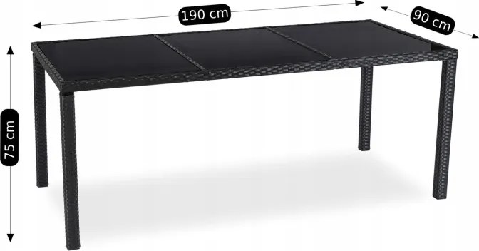 Zestaw Mebli Ogrodowych POMONA Czarny/Beżowy 8 Krzeseł Stół Tarasowy Technorattan Nowoczesny