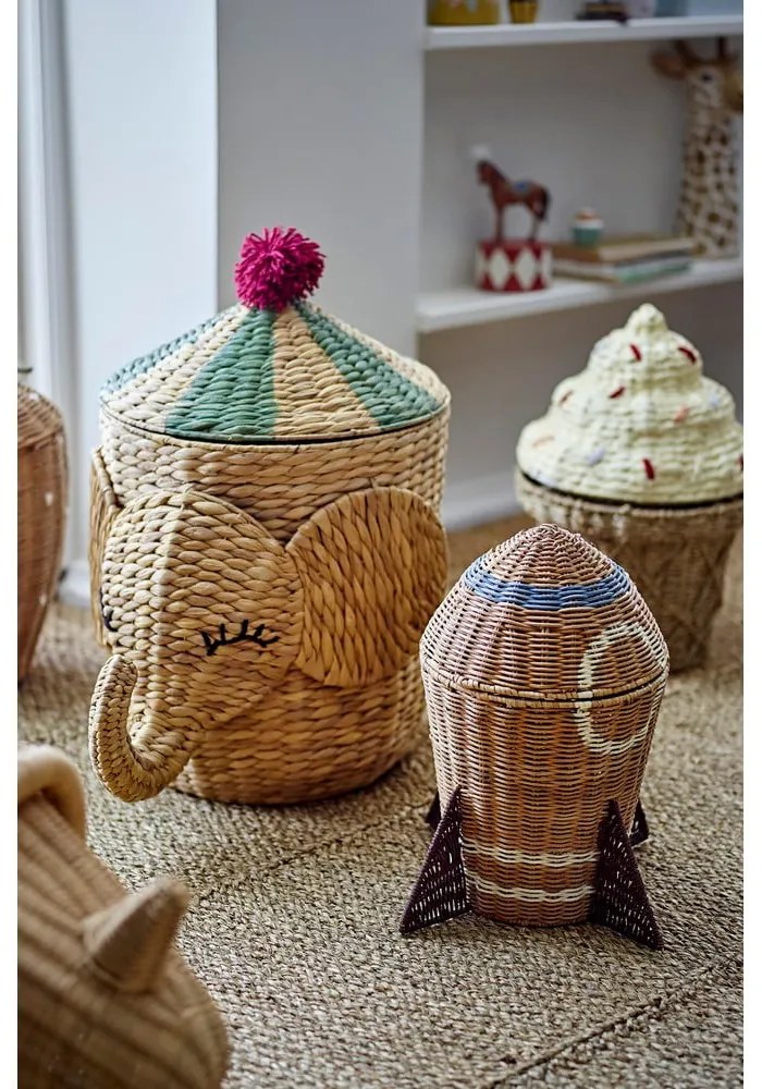 Dziecięcy kosz na zabawki z hiacyntu wodnego w naturalnym kolorze ø 35x50 cm Bobo – Bloomingville Mini