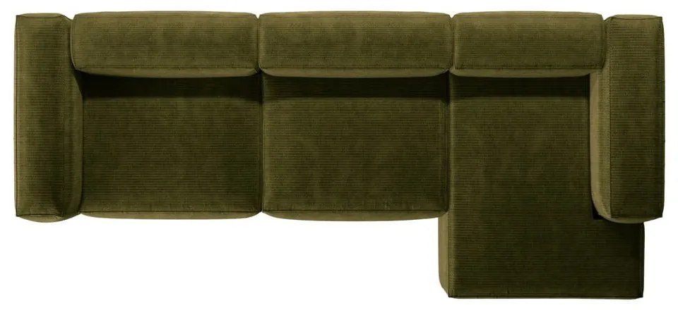 Zielony sztruksowy narożnik (prawostronny/z szezlongiem) Bergamo – Cosmopolitan Design