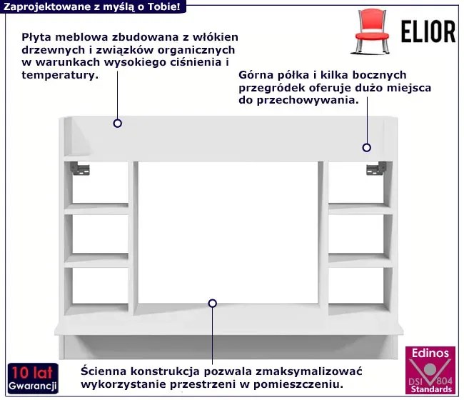 Wiszące białe biurko pod laptopa - Emit