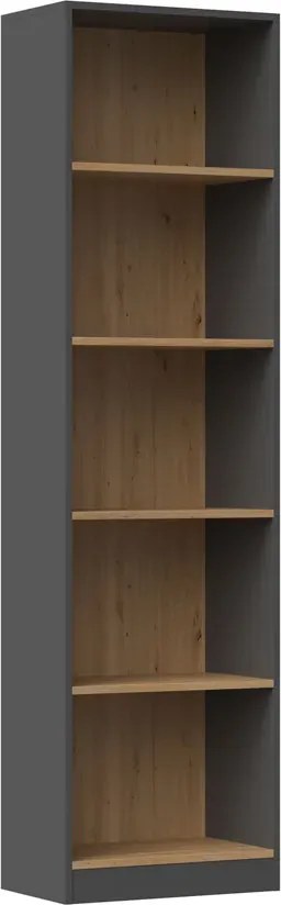 Wysoki otwarty regał dąb artisan + antracyt N6-R02