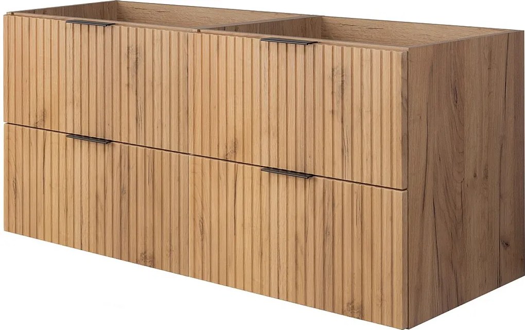 Szafka pod umywalkę, Dąb Craft, 120 ( 2 x 60) x 57 x 46 cm, uchwyt czarny, bez blatu