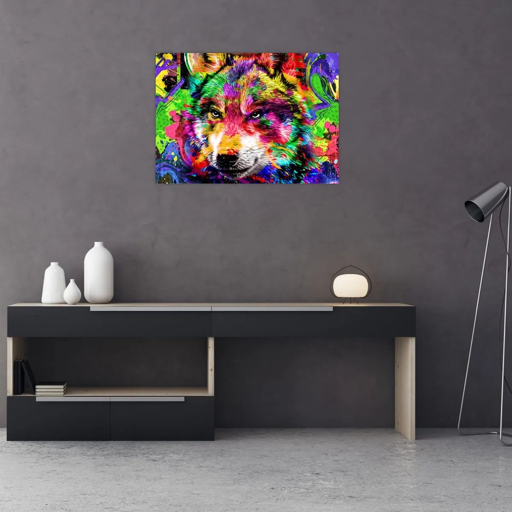 Obraz - Wilk z graffiti (70x50 cm)