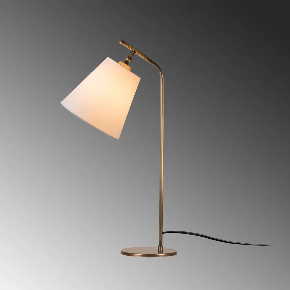 Biała/w kolorze brązu lampa stołowa z tekstylnym kloszem (wysokość 67 cm) Salihini – Opviq lights
