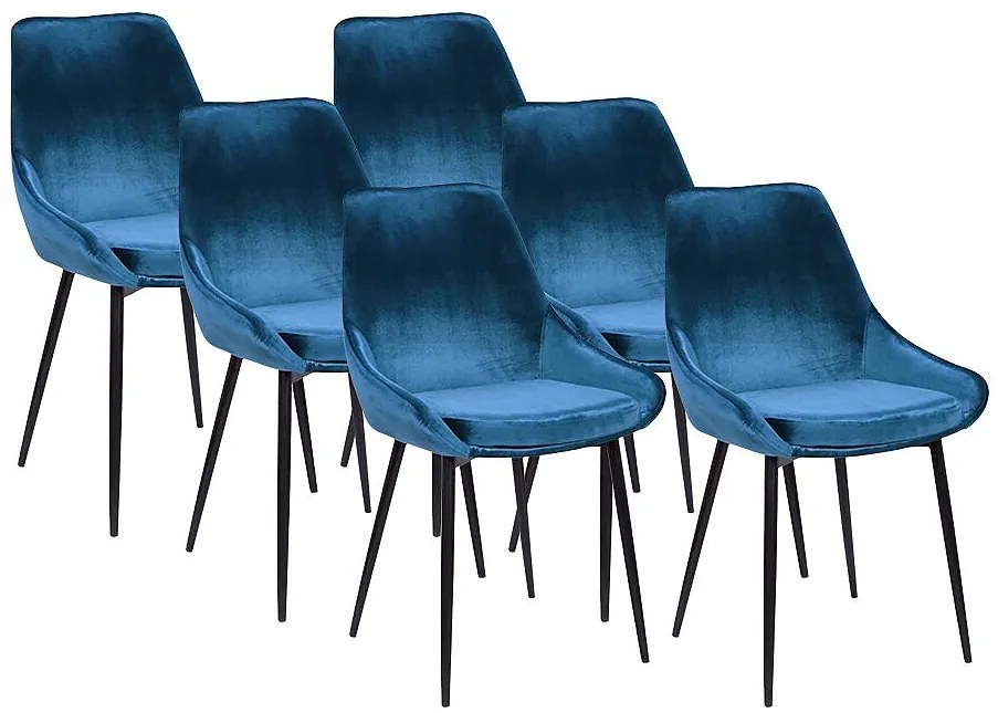 Zestaw 6 krzeseł MASURIE – Welur – Kolor granatowy