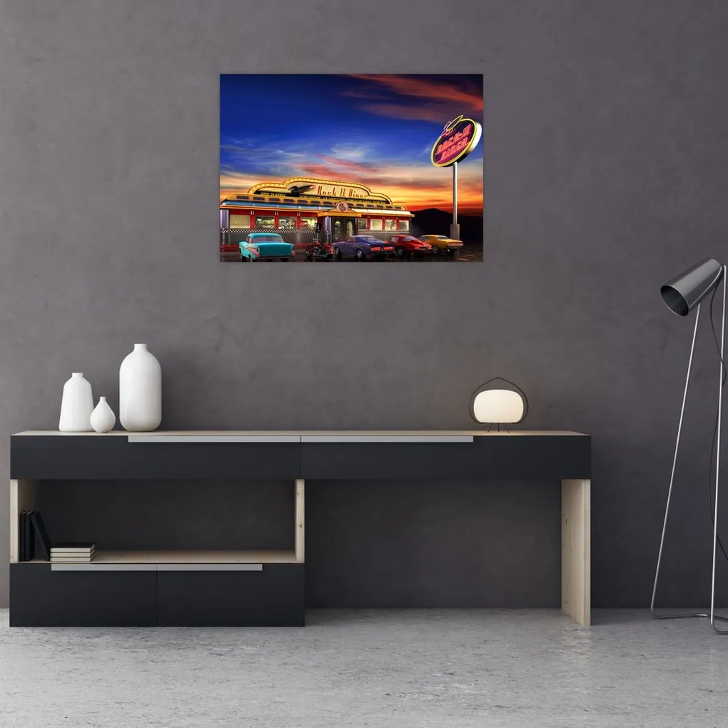 Obraz na szkle - Bar wieczorny (70x50 cm)