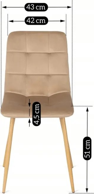 Krzesło Tapicerowane do Jadalni FREDY Beżowe Welurowe Nowoczesne Loft