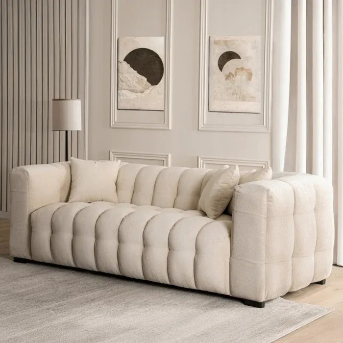 Sofa MODERNO 3S Trzyosobowa Kremowa Glamour