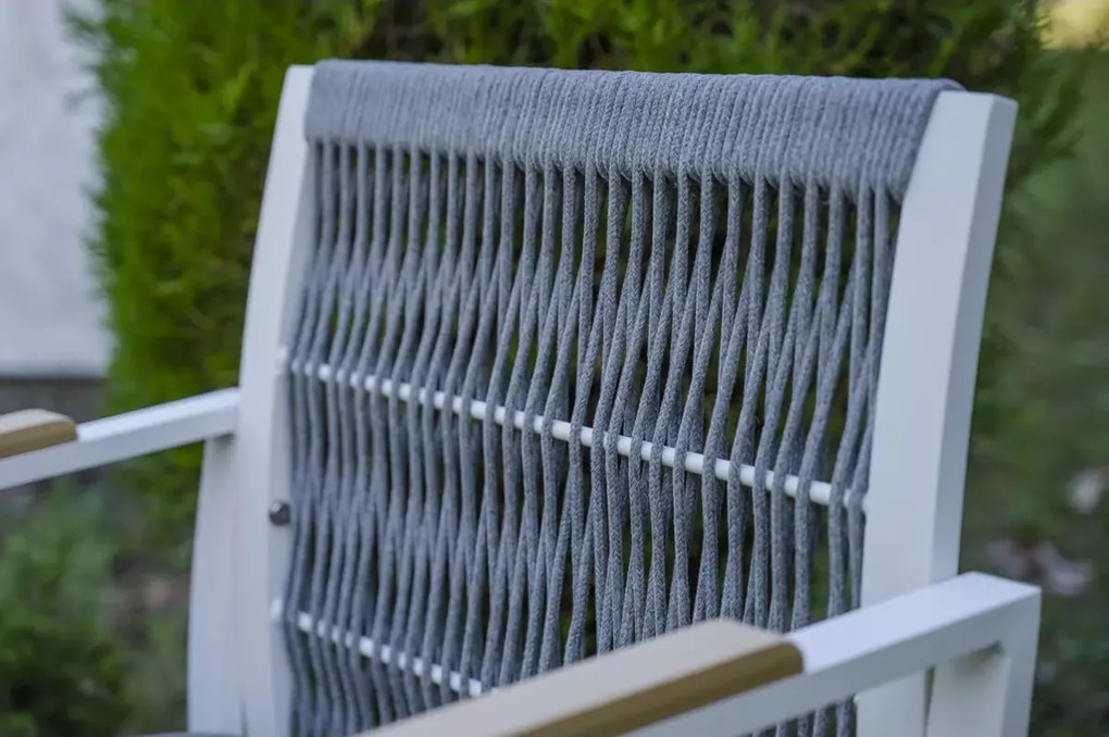 Krzesło ogrodowe Safiro z liny i aluminium – nowoczesne krzesło na taras, balkon i do ogrodu