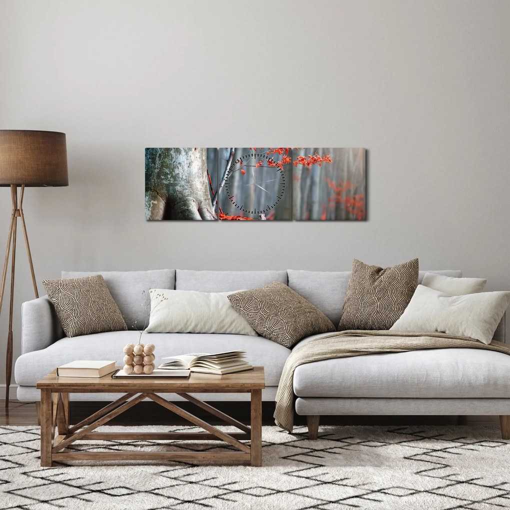 Obraz - Jesień (z zegarem) (90x30 cm)