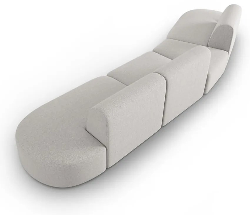Jasnoszara sofa z tkaniny szenilowej lewostronna 428 cm Paolo – Milo Casa