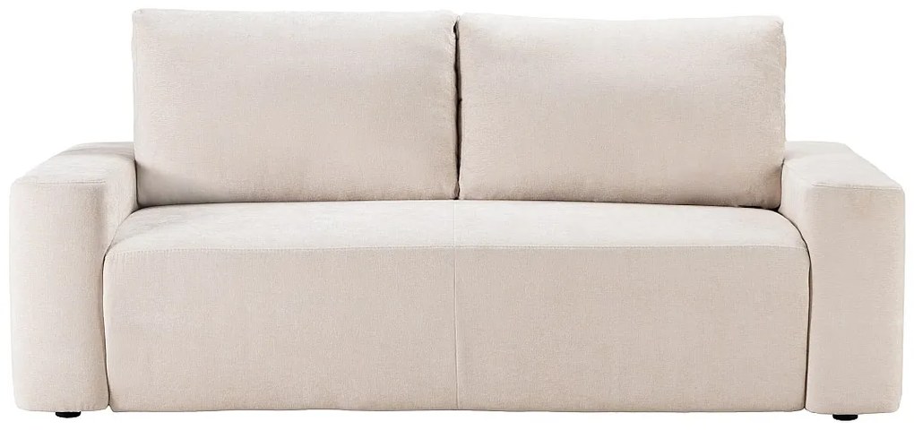 Kanapa rozkładana 3-osobowa z beżowej tkaniny teksturowanej - Miejsce do spania 140 cm - Materac 13 cm DAVISO