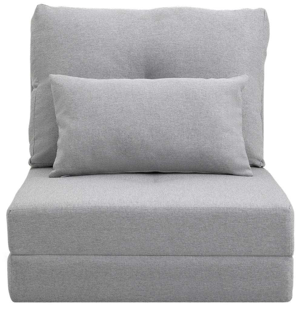 HOMCOM Sessel składana mata do spania, design 2 w 1, odpinana poduszka, 60 x 80 x 56 cm, szary