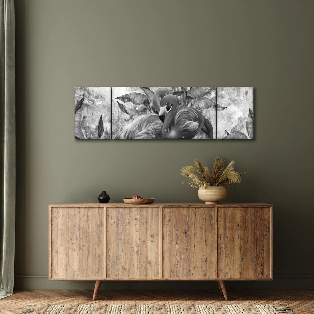 Obraz - Graffiti z flamingami (170x50 cm)