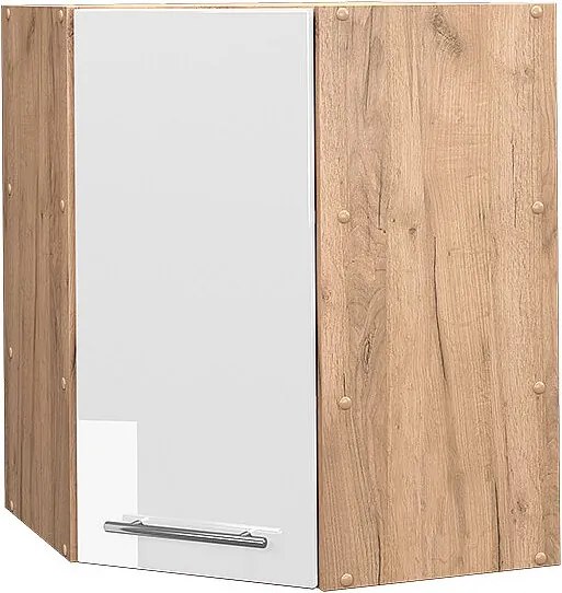 Szafka wisząca narożna biały wysoki połysk 57x34.1x72 fame-line