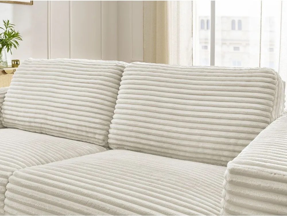 Beżowa sztruksowa rozkładana sofa do spania 220 cm Hugo – Bobochic Paris
