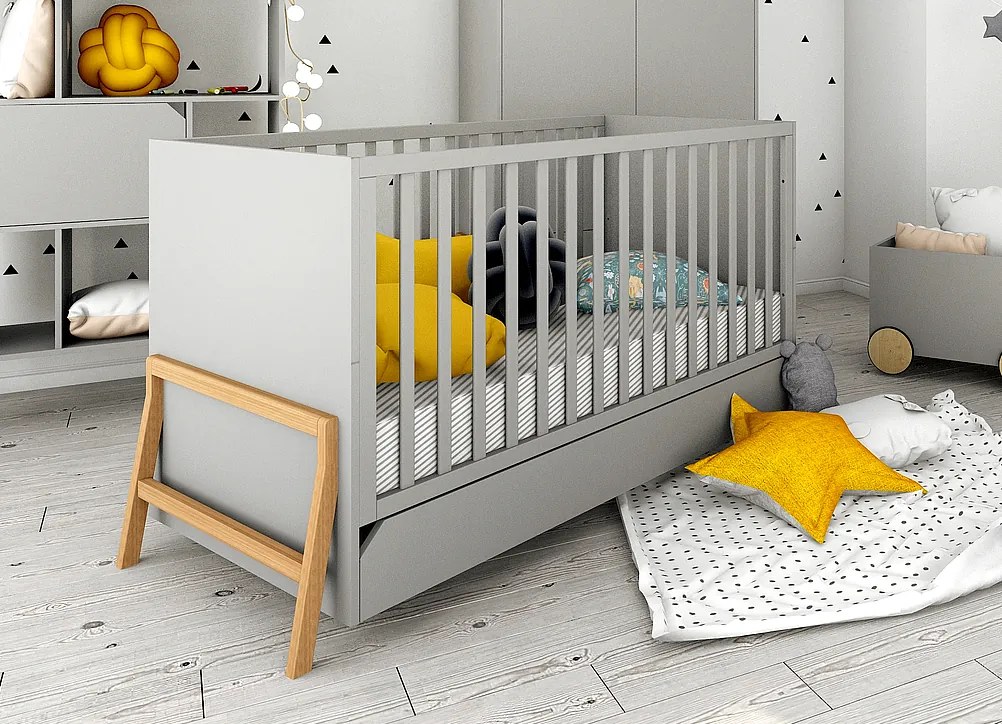 Łóżeczko dziecięce 70x140 z funkcją tapczanika Lotta Grey