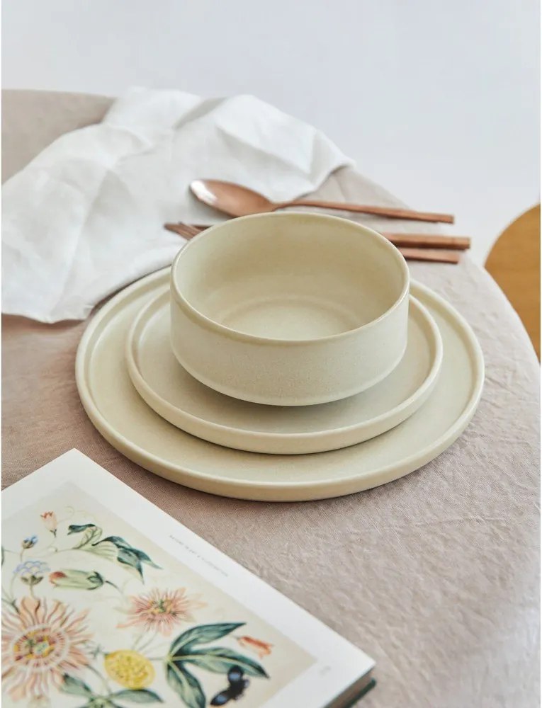 18-częściowy zestaw kremowych naczyń z kamionki Bonami Selection Malia