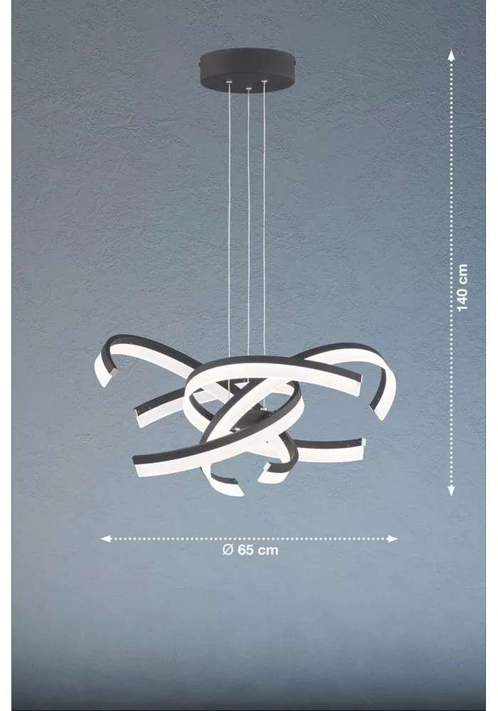 Czarna lampa wisząca LED ze ściemniaczem ø 65 cm Sund TW – Fischer & Honsel