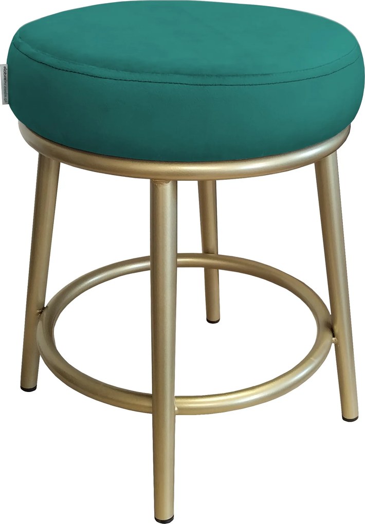 Taboret Ben tkanina Welur stelaż metalowy STOŁEK LOFT : Kolor Stelaża - Złoty, Kolor tkaniny - VELVET - MG20, Typ tkaniny - Velvet