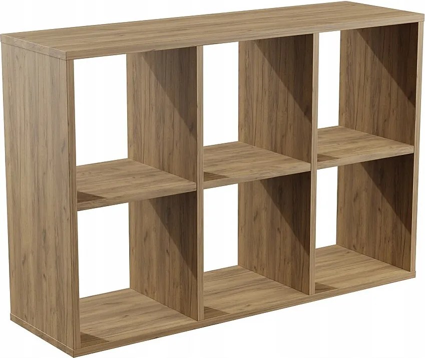 Regał Otwarty 2x3 Kostka Dąb Złoty Craft Szafka Półki Loft do Salonu