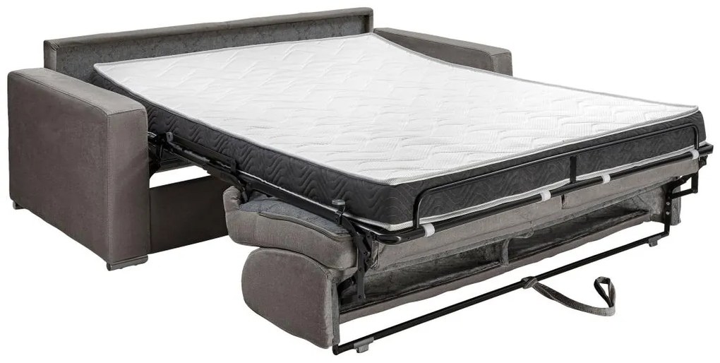 Kanapa 4-osobowa z ekspresowym mechanizmem rozkładania z weluru CALITO - Antracytowy - Wymiary miejsca do spania: 160 cm - Materac 14 cm z pamięcią kształtu