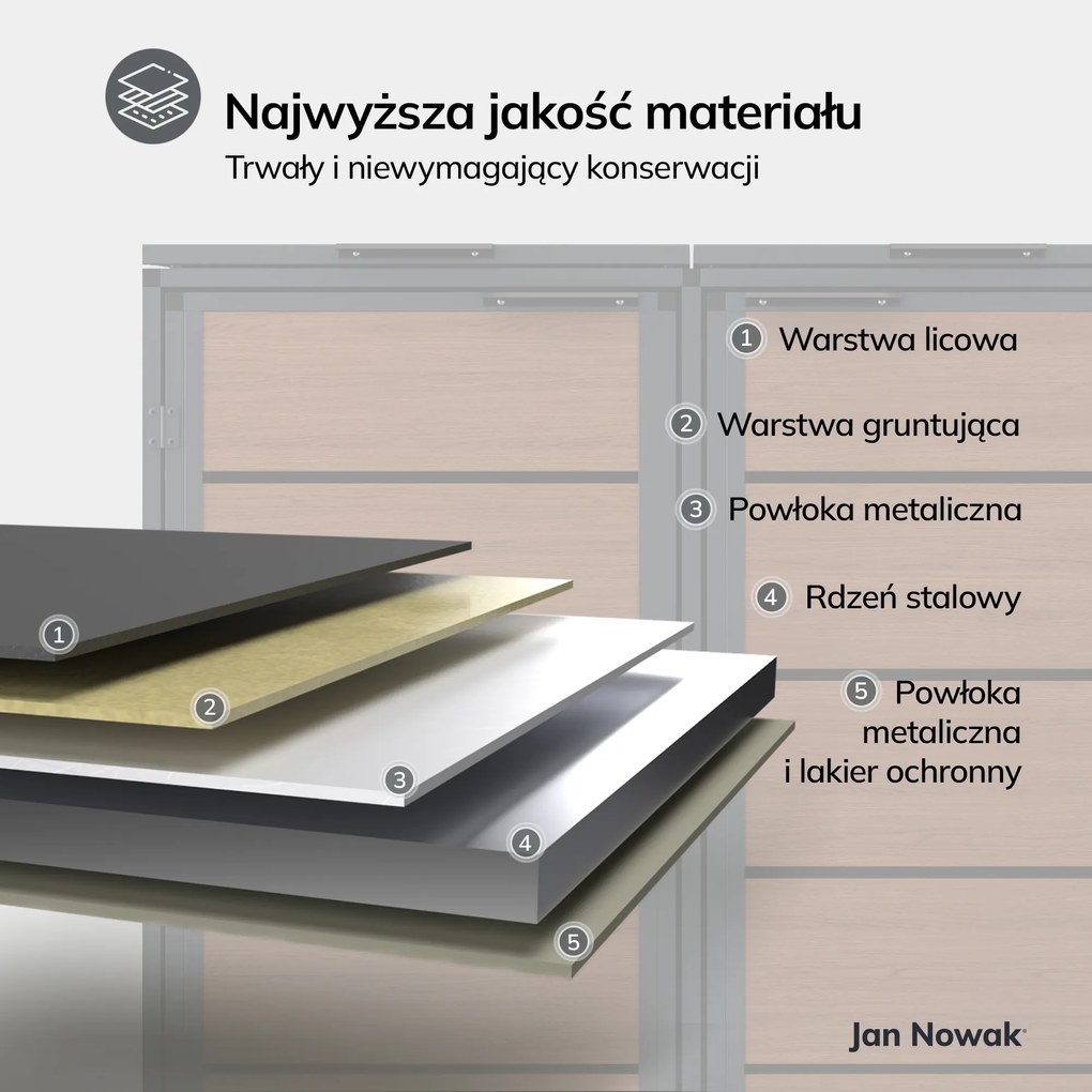 Zabudowa śmietnikowa 240L dwukomorowa, antracyt - orzech