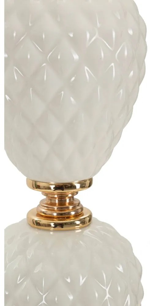 Biała lampa stołowa z tekstylnym kloszem (wysokość 57 cm) Torre – Mauro Ferretti