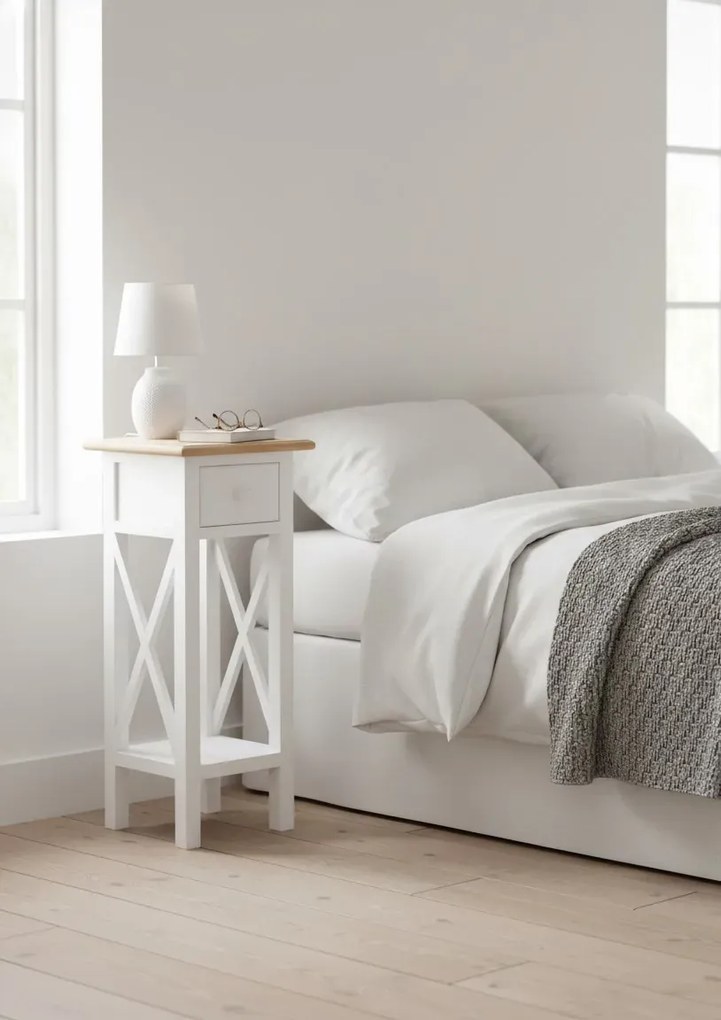 Biały stolik boczny drewniany M0-L56