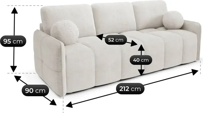 Sofa PURE Rozkładana Dwuosobowa Kremowa Boucle Japandi