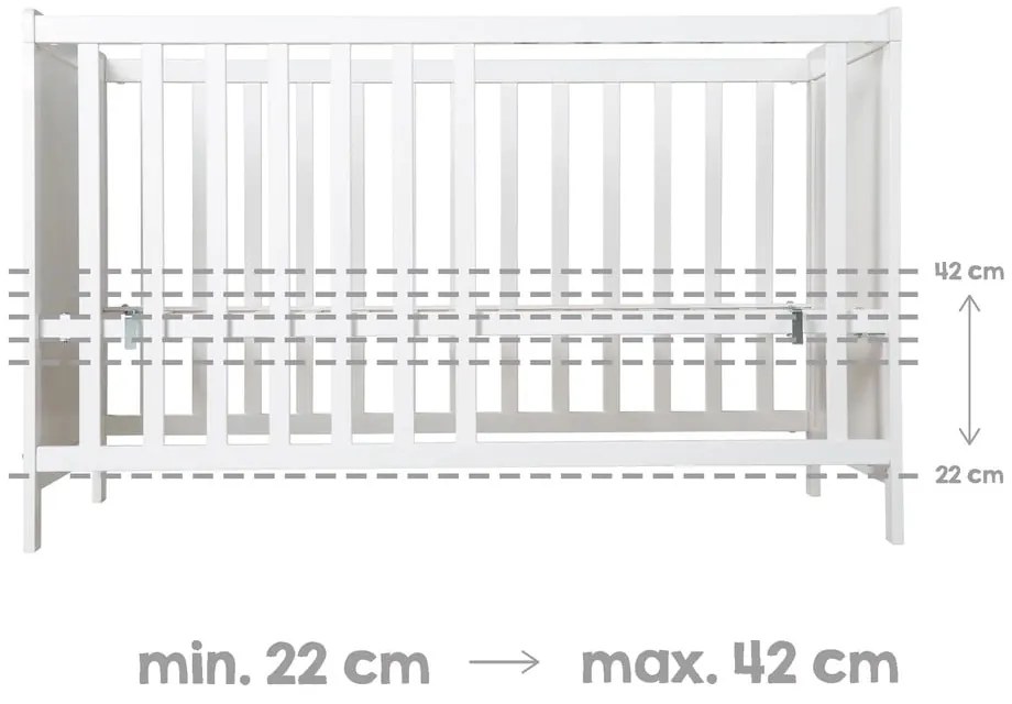 Białe łóżeczko z baldachimem 60x120 cm Stars Gray – Roba