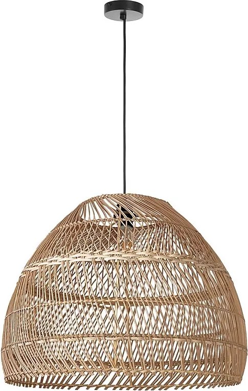 Lampa sufitowa w stylu skandynawskim WIETNAM - g?. 40 x wys. 130 cm - stal i w?ókno naturalne - czarna i ciemna wiklina - IP20-E27 - 15W - wewn?trzna