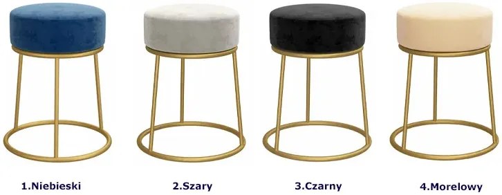 Aksamitny czarny taboret metalowy glamour - Viena 3X