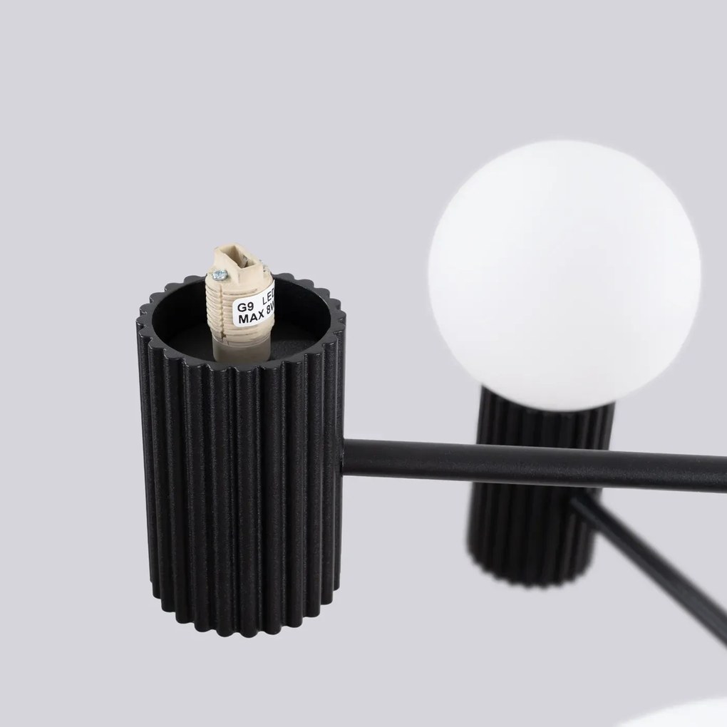 Żyrandol HALO 6 czarny ryflowany SOLLUX  LIGHTING