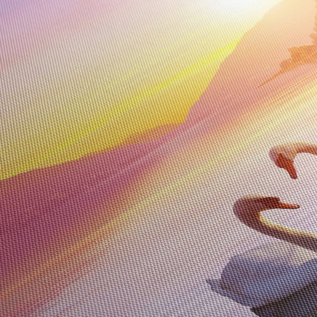 Obraz zakochanych łabędzi (170x50 cm)