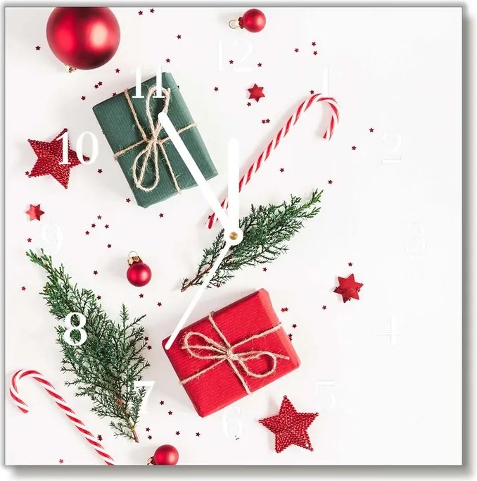 Zegar ścienny Prezent Słodycze Bombki Święta