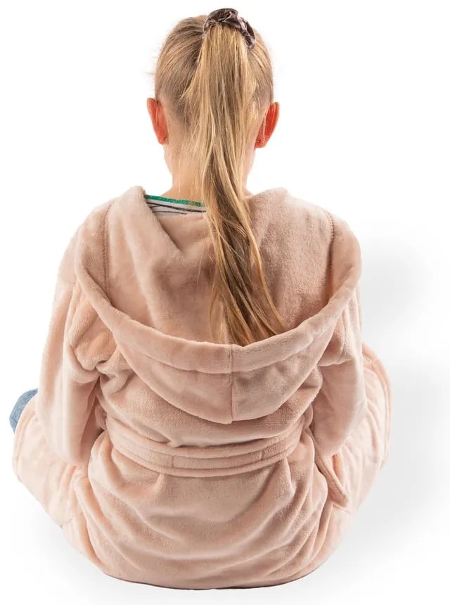 Różowy szlafrok dziecięcy z mikropluszu Delux – Tiseco Home Studio