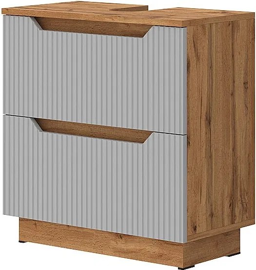 Szafka na wannę dąb/szary w paski 59.8x32x62.5 lotta