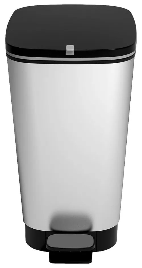 Plastikowy kosz na śmieci z pedałem w kolorze srebra 45 l Chic Bin – KIS