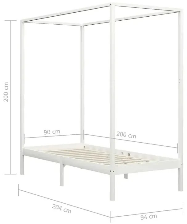 Białe pojedyncze łóżko 90x200cm - Tamai