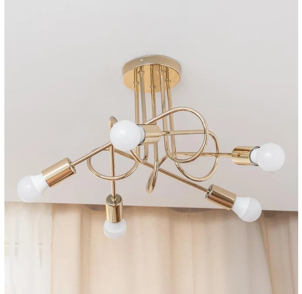 Żyrandol przysufitowy OXFORD 5xE27/15W/230V złoty